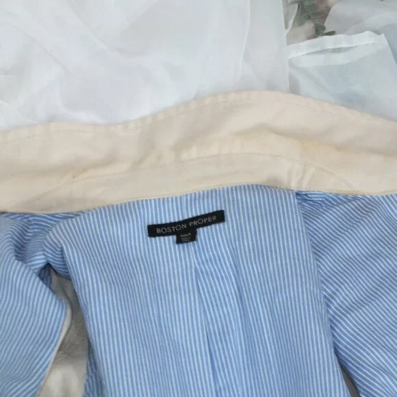 Vintage Boston Proper Small Beaded Floral Embroidered Denim Jacket Lace Cuffs - Picture 8 of 15